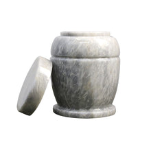 Load image into Gallery viewer, Decorative Marble Cremation Urn, White and Gray Natural Stone