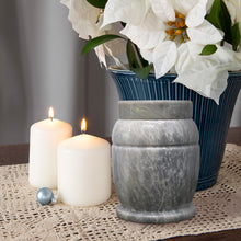 Load image into Gallery viewer, Decorative Marble Cremation Urn, White and Gray Natural Stone