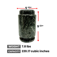 Load image into Gallery viewer, Natural Marble Cremation Urn, Gray Stone Finish, Cylindrical Design