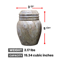 Load image into Gallery viewer, Marble Cremation Urn, 5.25H x 3.5W, 2.25 lbs, Fossil