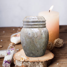 Load image into Gallery viewer, Marble Cremation Urn, 5.25H x 3.5W, 2.25 lbs, Fossil