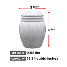 Load image into Gallery viewer, Marble Cremation Urn, 5.25H x 3.75W, 2.52 lbs, Off-White