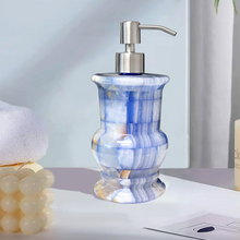 Load image into Gallery viewer, Bello Treasure Polished Plaid Blue Onyx Soap and Lotion Dispenser
