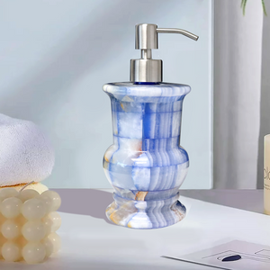 Bello Treasure Polished Plaid Blue Onyx Soap and Lotion Dispenser