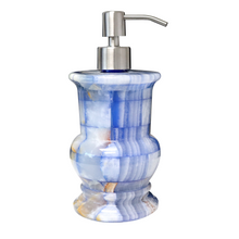 Load image into Gallery viewer, Bello Treasure Polished Plaid Blue Onyx Soap and Lotion Dispenser
