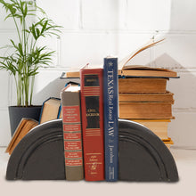 Load image into Gallery viewer, Jet Black Marble Quarter Moon Bookends, the Perfect Addition to Your Home or Office
