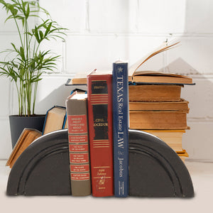 Jet Black Marble Quarter Moon Bookends, the Perfect Addition to Your Home or Office