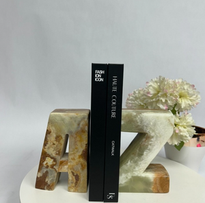 A-Z Book ends in medium green onyx