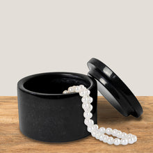 Load image into Gallery viewer, Jet Black Chiliad Marble Trinket Case, the Perfect Addition to Your Vanity
