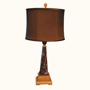 31" Tall Marble Table Lamp "Perseus", Chocolate and Caramel