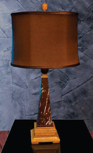 31" Tall Marble Table Lamp "Perseus", Chocolate and Caramel