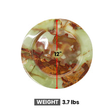 Load image into Gallery viewer, Decorative Marble Plate, 12 Inch Round, Moss Green and Brown Swirl Pattern, 3.7 lbs
