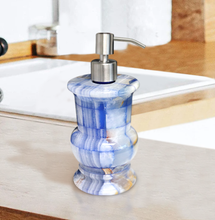 Load image into Gallery viewer, Bello Treasure Polished Plaid Blue Onyx Soap and Lotion Dispenser
