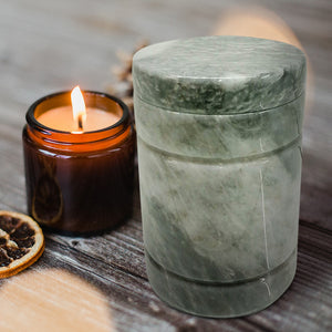 Marble Cremation Urn With Lid, White