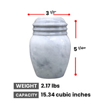 Load image into Gallery viewer, Marble Cremation Urn, 5.25H x 3.5W, 2.17 lbs, Badal Gray
