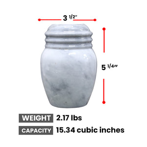 Marble Cremation Urn, 5.25H x 3.5W, 2.17 lbs, Badal Gray