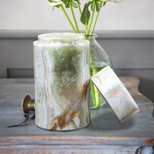 Load image into Gallery viewer, Decorative Marble Keepsake Urn for Ashes, Green and White
