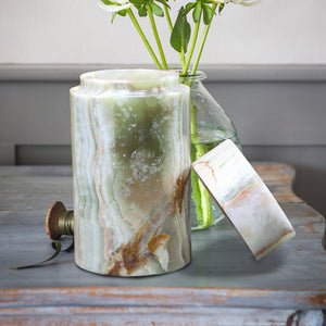Decorative Marble Keepsake Urn for Ashes, Green and White