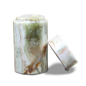 Decorative Marble Keepsake Urn for Ashes, Green and White