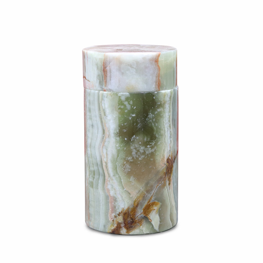 Decorative Marble Keepsake Urn for Ashes, Green and White