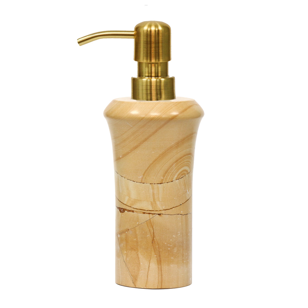 Teak Marble Soap/Lotion Dispenser With Gold Pump | Bello Treasure